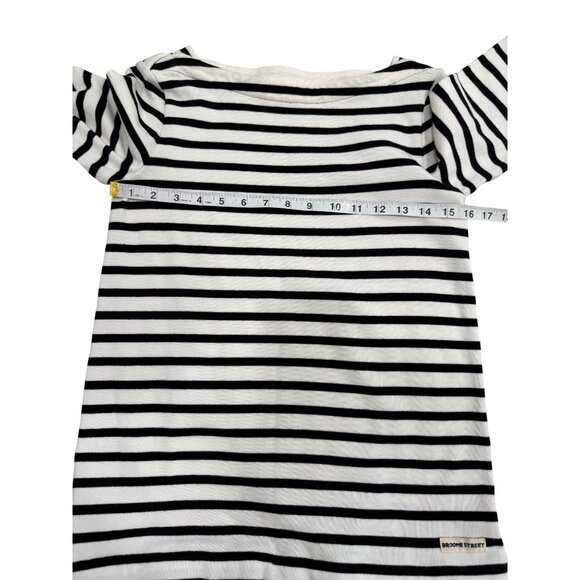 Broome Street x Kate Spade Striped Dress Eyelet-Hem White Black Womens Size S - Picture 5 of 7